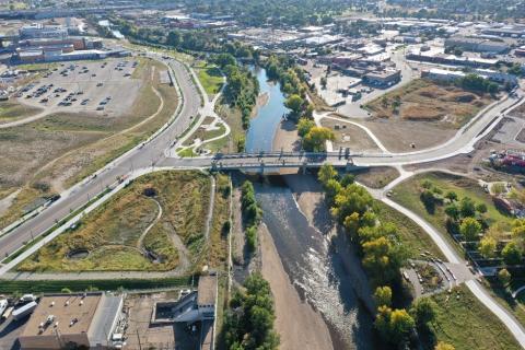 Bridge art and riverfront restoration